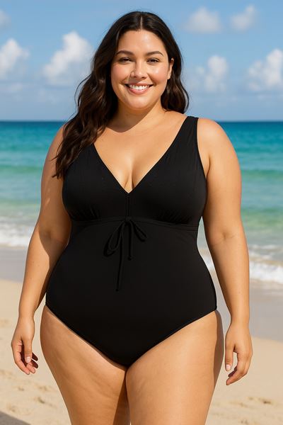 Immagine di PLUS SIZE GREY TUMMY CONTROL SWIM SUIT